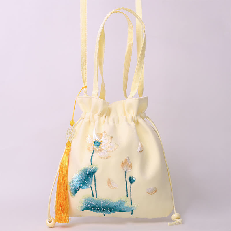 Buddha Stones Lotus Peony Epiphyllum Phoenix Suzhou Embroidery Cotton Linen Tote Crossbody Bag Shoulder Bag Handbag - image 14