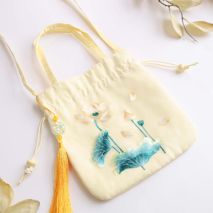 Buddha Stones Lotus Peony Epiphyllum Phoenix Suzhou Embroidery Cotton Linen Tote Crossbody Bag Shoulder Bag Handbag - image 10