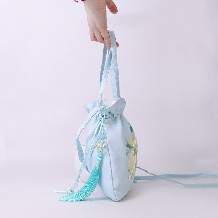 Buddha Stones Suzhou Embroidery Lotus Deer Epiphyllum Peony Rabbit Cotton Linen Tote Crossbody Bag Shoulder Bag Handbag - image 5