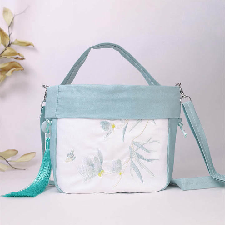 Buddha Stones Suzhou Embroidery Lotus Epiphyllum Magnolia Cotton Linen Tote Crossbody Bag Shoulder Bag Handbag - image 15
