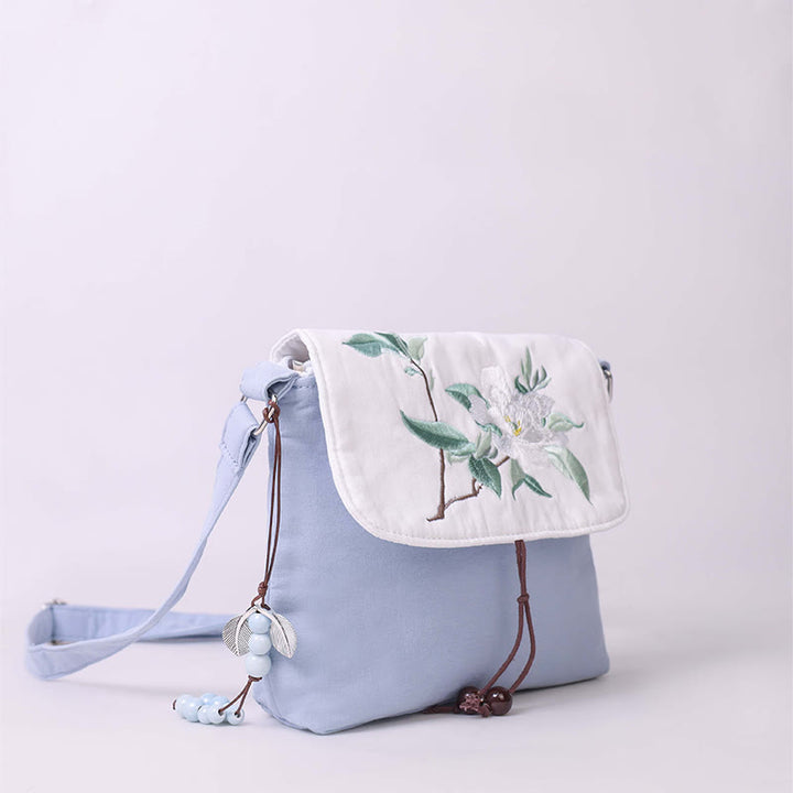 Buddha Stones Embroidered Camellia Epiphyllum Gardenia Sakura Flowers Crossbody Bag Shoulder Bag Cellphone Bag - image 13
