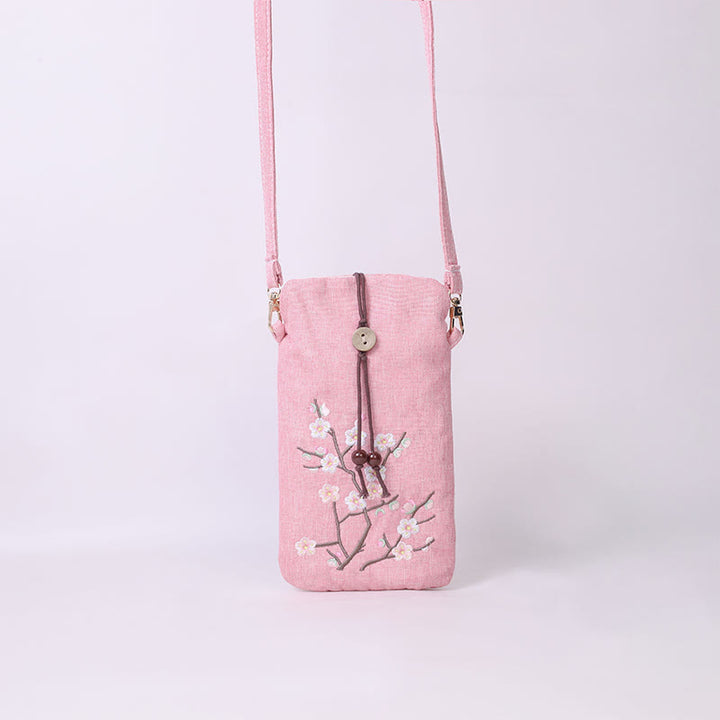 Buddha Stones Small Embroidered Flowers Crossbody Bag Shoulder Bag Cellphone Bag 11*20cm - image 12