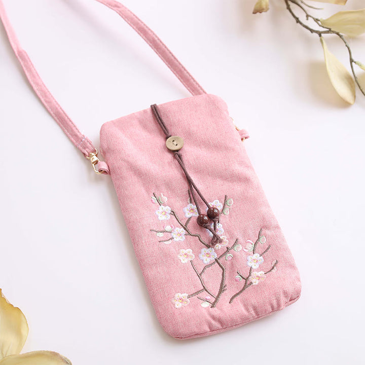 Buddha Stones Small Embroidered Flowers Crossbody Bag Shoulder Bag Cellphone Bag 11*20cm - image 9