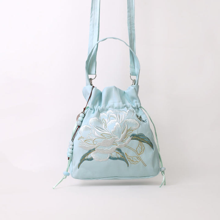 Buddha Stones Embroidered Flowers Wisteria Lily Cotton Linen Tote Crossbody Bag Shoulder Bag Handbag - image 17