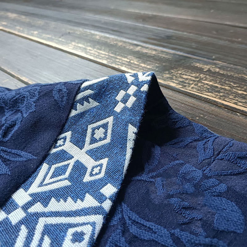 Buddha Stones Flower Jacquard V-Neck Long Sleeve Jacket - image 9