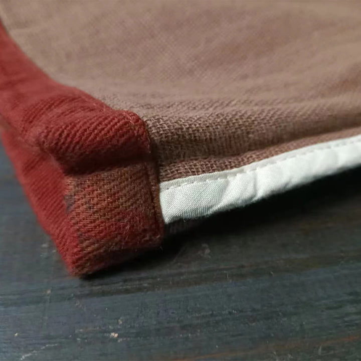 Buddha Stones Orange Peony Flower Cotton Linen Frog-Button Open Front Jacket With Pockets - image 12