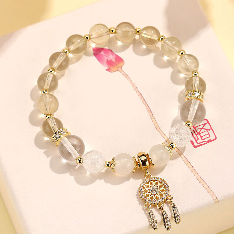 Buddha Stones Green Strawberry Quartz Amethyst Crystal Dreamcatcher Healing Bracelet - Lemon Quartz(Wrist Circumference 14-16cm) - image 15