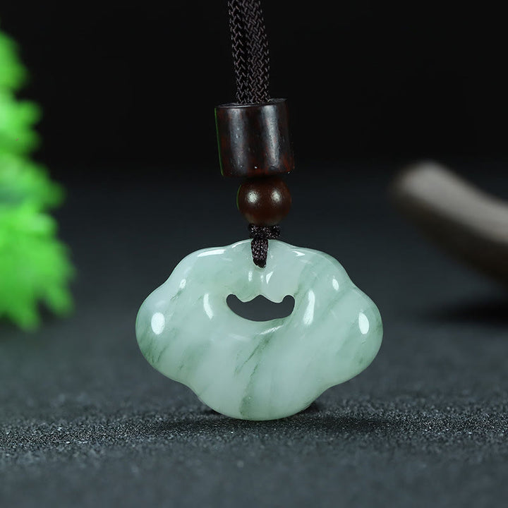 Buddha Stones Tianshan Jade Golden Silk Jade Chinese Lock Charm Abundance Necklace Pendant - image 2