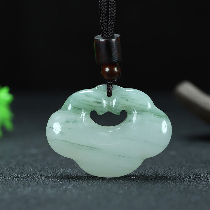 Buddha Stones Tianshan Jade Golden Silk Jade Chinese Lock Charm Abundance Necklace Pendant - Large Tianshan Jade 40*30mm(Jade Color Will Not Be Exactly The Same) - image 3