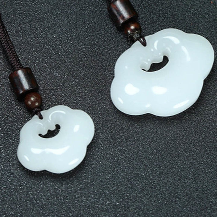 Buddha Stones Tianshan Jade Golden Silk Jade Chinese Lock Charm Abundance Necklace Pendant - image 12