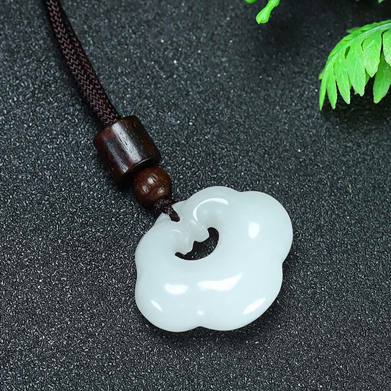 Buddha Stones Tianshan Jade Golden Silk Jade Chinese Lock Charm Abundance Necklace Pendant - image 11