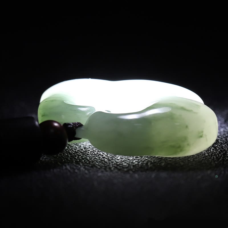 Buddha Stones Tianshan Jade Golden Silk Jade Chinese Lock Charm Abundance Necklace Pendant - image 5