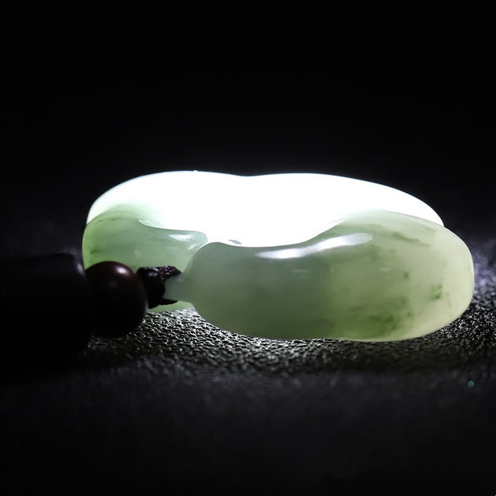 Buddha Stones Tianshan Jade Golden Silk Jade Chinese Lock Charm Abundance Necklace Pendant - image 5