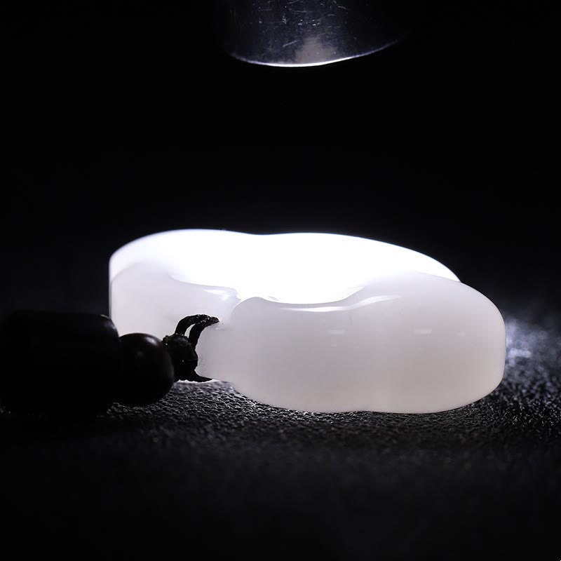 Buddha Stones Tianshan Jade Golden Silk Jade Chinese Lock Charm Abundance Necklace Pendant - image 14