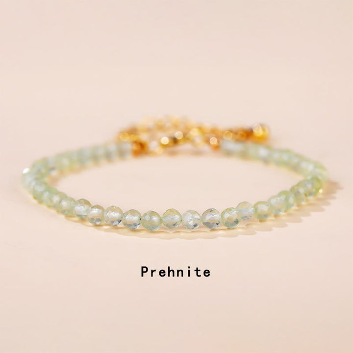 Buddha Stones Strawberry Quartz Prehnite Peridot Lazurite Lapis Lazuli Pink Crystal Tourmaline Healing Chain Bracelet - Prehnite(Wrist Circumference 14-16cm) - image 6