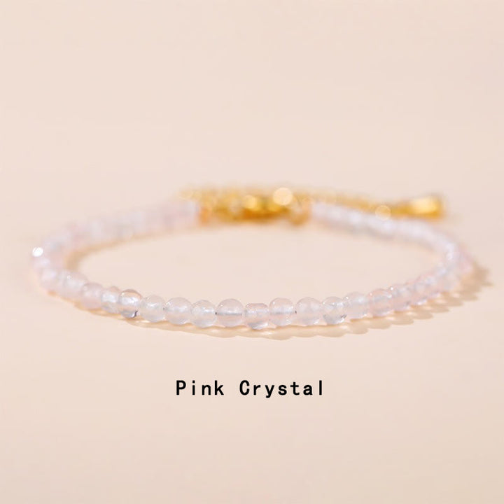 Buddha Stones Strawberry Quartz Prehnite Peridot Lazurite Lapis Lazuli Pink Crystal Tourmaline Healing Chain Bracelet - Pink Crystal(Wrist Circumference 14-16cm) - image 11