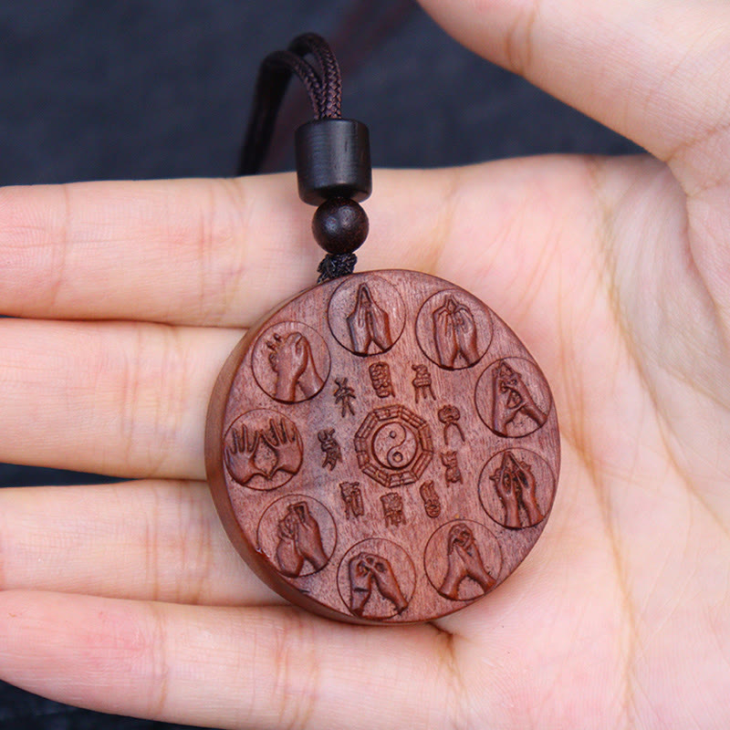 Buddha Stones Lightning Struck Jujube Wood Yin Yang Bagua Mountain Ghosts Spend Money Protection Necklace Pendant - image 9