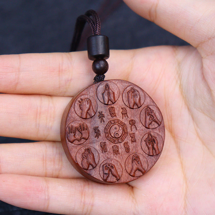Buddha Stones Lightning Struck Jujube Wood Yin Yang Bagua Mountain Ghosts Spend Money Protection Necklace Pendant - image 9