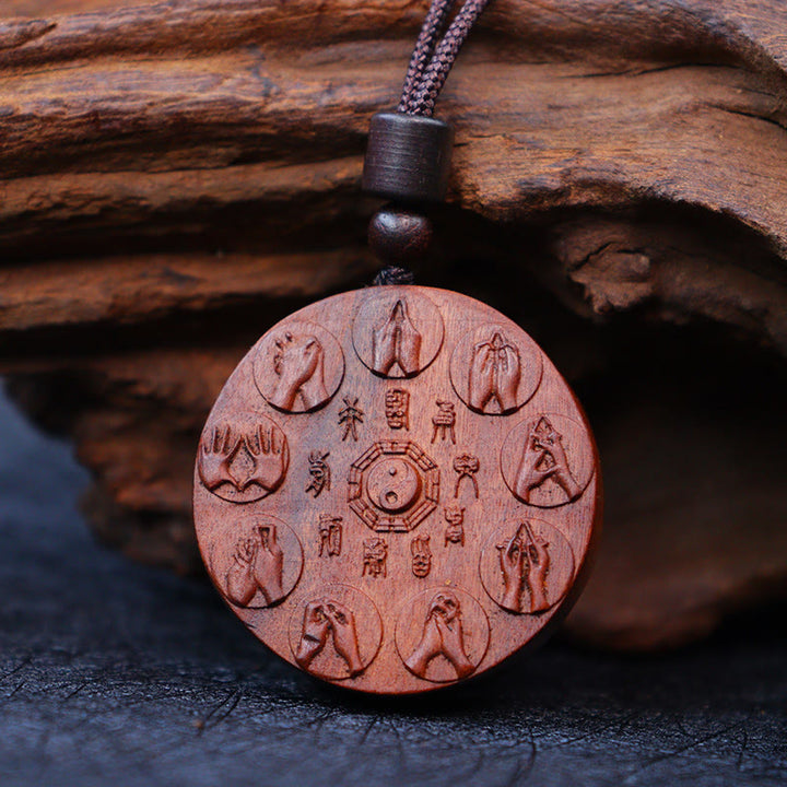 Buddha Stones Lightning Struck Jujube Wood Yin Yang Bagua Mountain Ghosts Spend Money Protection Necklace Pendant - image 6