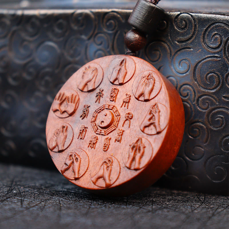Buddha Stones Lightning Struck Jujube Wood Yin Yang Bagua Mountain Ghosts Spend Money Protection Necklace Pendant - image 3