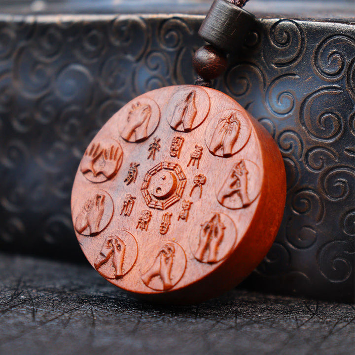Buddha Stones Lightning Struck Jujube Wood Yin Yang Bagua Mountain Ghosts Spend Money Protection Necklace Pendant - image 3
