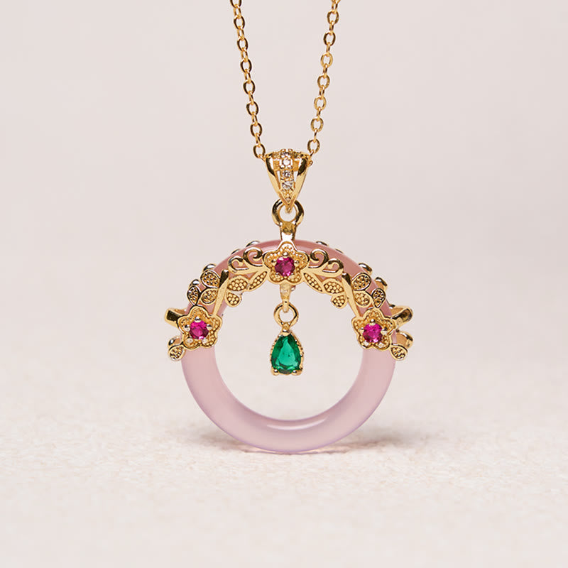 Buddha Stones Green Chalcedony Peace Buckle Design Strength Necklace Pendant - image 16