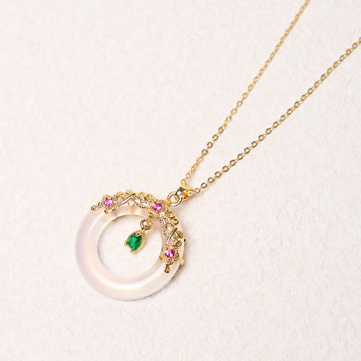 Buddha Stones Green Chalcedony Peace Buckle Design Strength Necklace Pendant - image 23