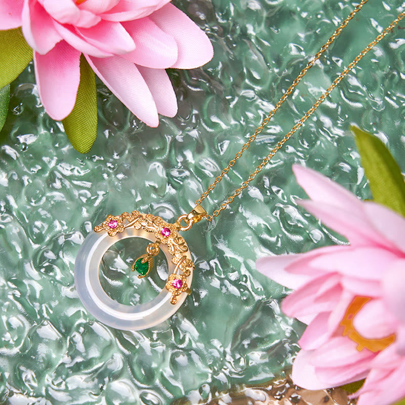 Buddha Stones Green Chalcedony Peace Buckle Design Strength Necklace Pendant - image 24