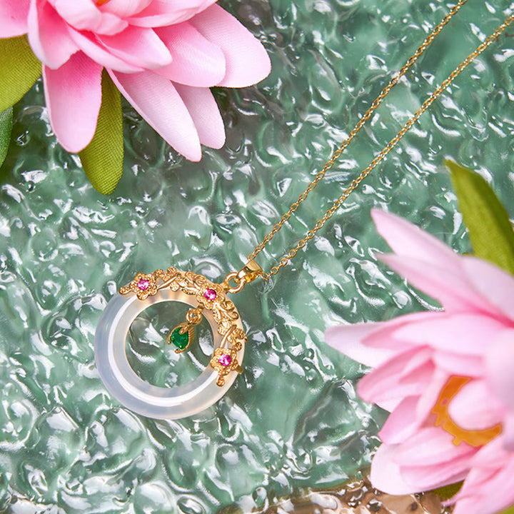 Buddha Stones Green Chalcedony Peace Buckle Design Strength Necklace Pendant - image 24