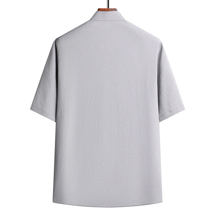 Buddha Stones Fu Character Tang Suit Hanfu Traditional Uniform Short Sleeve Top Pants Clothing Men's Set - image 7