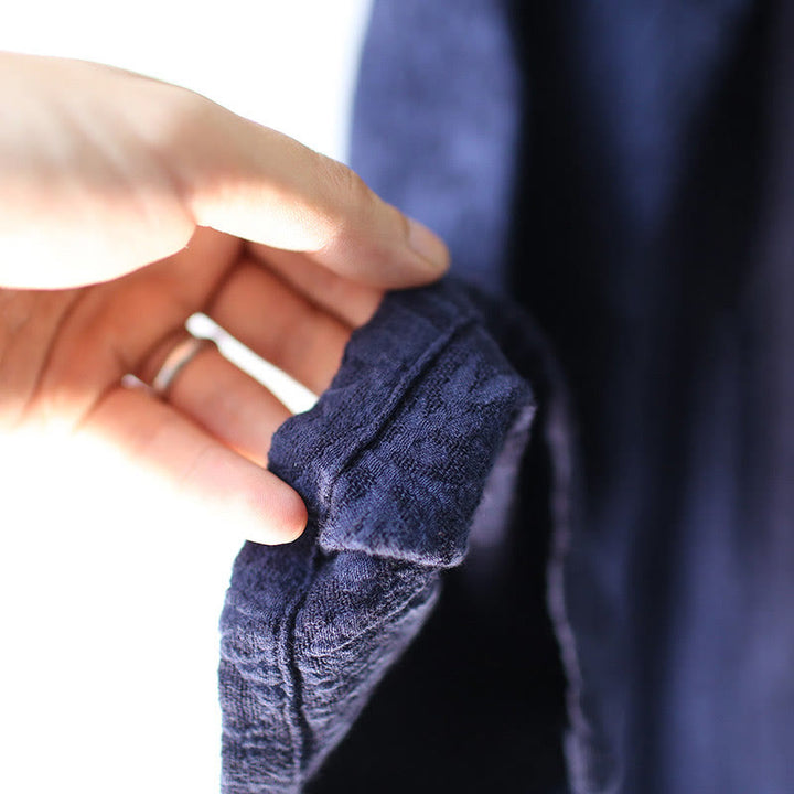 Buddha Stones Flower Jacquard Midi Dress Long Sleeve Cotton Linen Dress Wide Leg Pants With Pockets - image 15