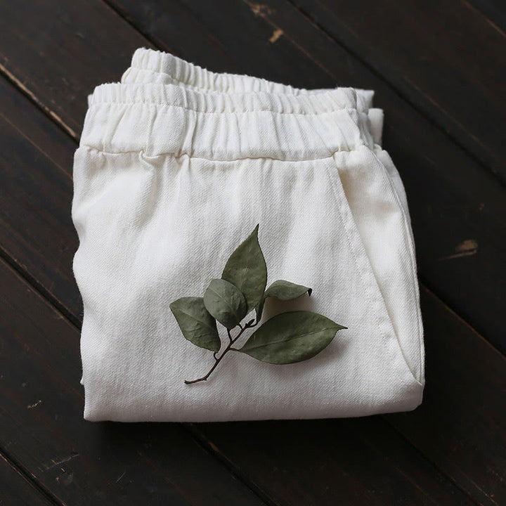 Buddha Stones Flower Jacquard Midi Dress Long Sleeve Cotton Linen Dress Wide Leg Pants With Pockets - image 51