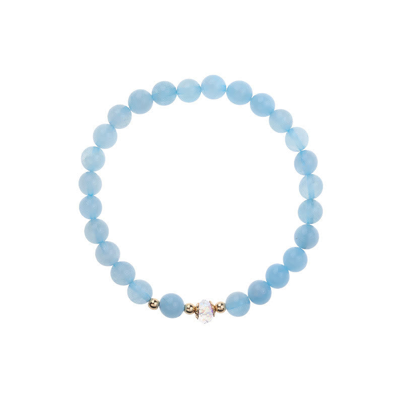 Buddha Stones 14K Gold Plated Copper Aquamarine White Crystal White Agate Blue Crystal Healing Bracelet - image 6