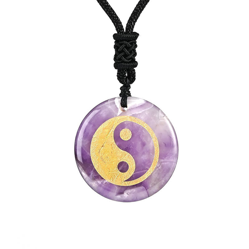 Buddha Stones Various Crystal Amethyst Tiger Eye Green Aventurine Yin Yang Spiritual Necklace Pendant - image 9
