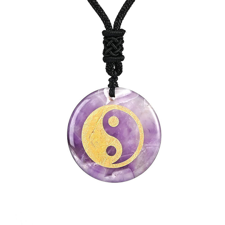 Buddha Stones Various Crystal Amethyst Tiger Eye Green Aventurine Yin Yang Spiritual Necklace Pendant - image 9