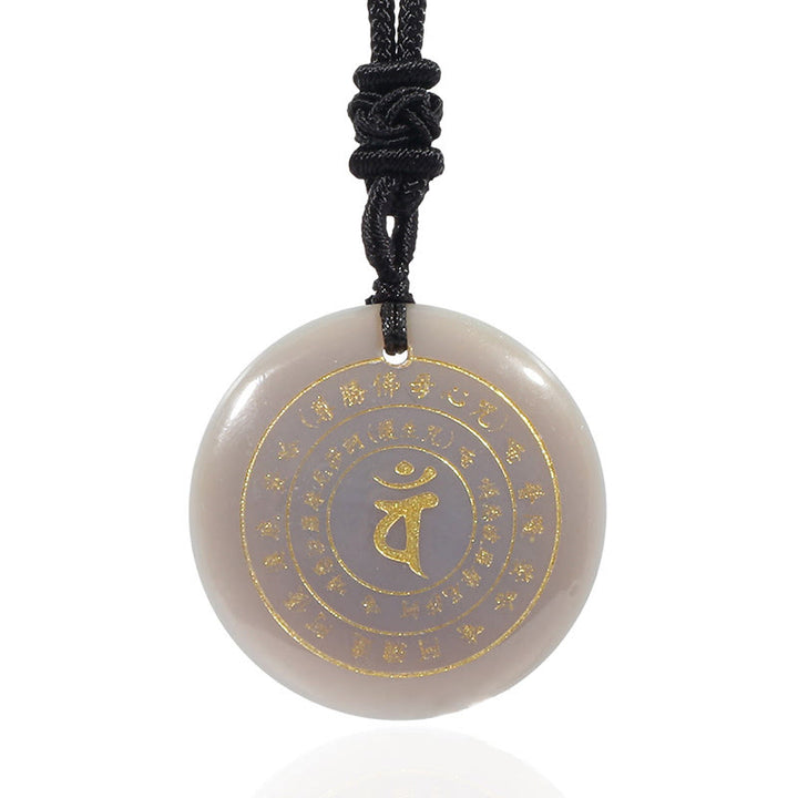 Buddha Stones Vairocana Tathagata Sanskrit Mantra Various Crystal Black Obsidian Green Aventurine Strength Necklace Pendant - image 32