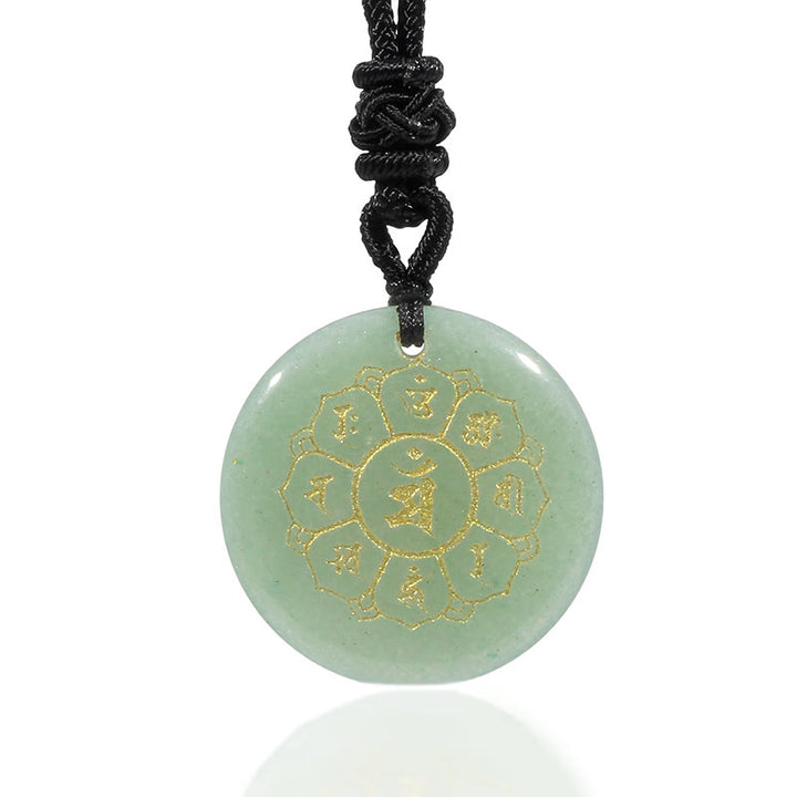 Buddha Stones Om Mani Padme Hum Natural Various Crystal Black Obsidian Strength Necklace Pendant - image 16