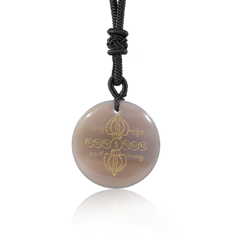 Buddha Stones Vajra Dorje Sanskrit Pattern Natural Various Crystal Black Obsidian Fulfilment Necklace Pendant - image 32