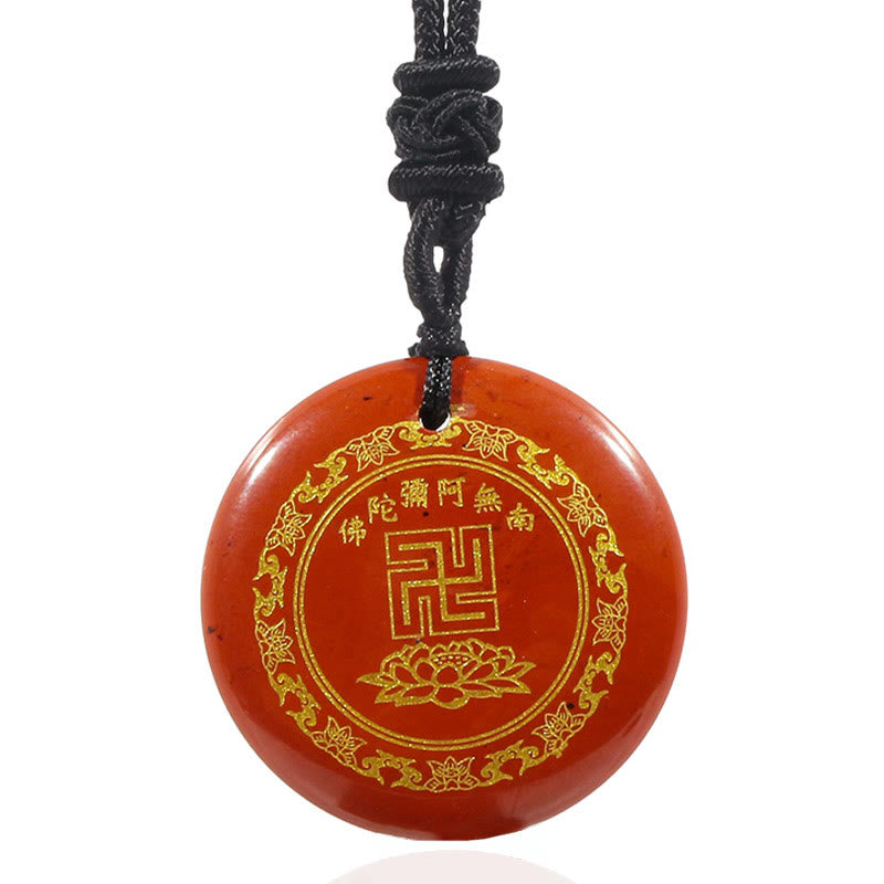 Buddha Stones Swastika Lotus Pattern Natural Various Crystal Black Obsidian Purification Necklace Pendant - image 24