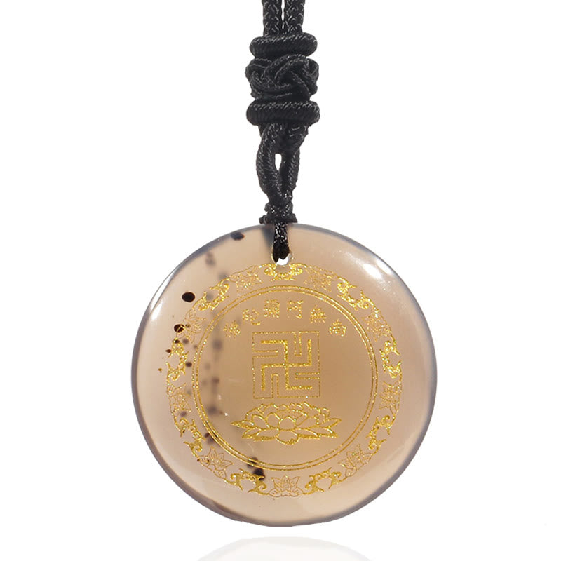 Buddha Stones Swastika Lotus Pattern Natural Various Crystal Black Obsidian Purification Necklace Pendant - image 36