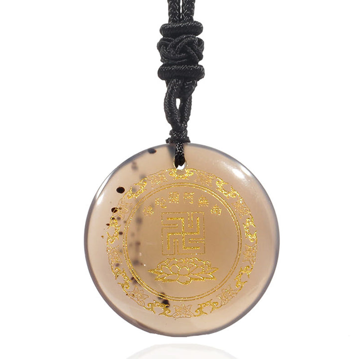 Buddha Stones Swastika Lotus Pattern Natural Various Crystal Black Obsidian Purification Necklace Pendant - image 36