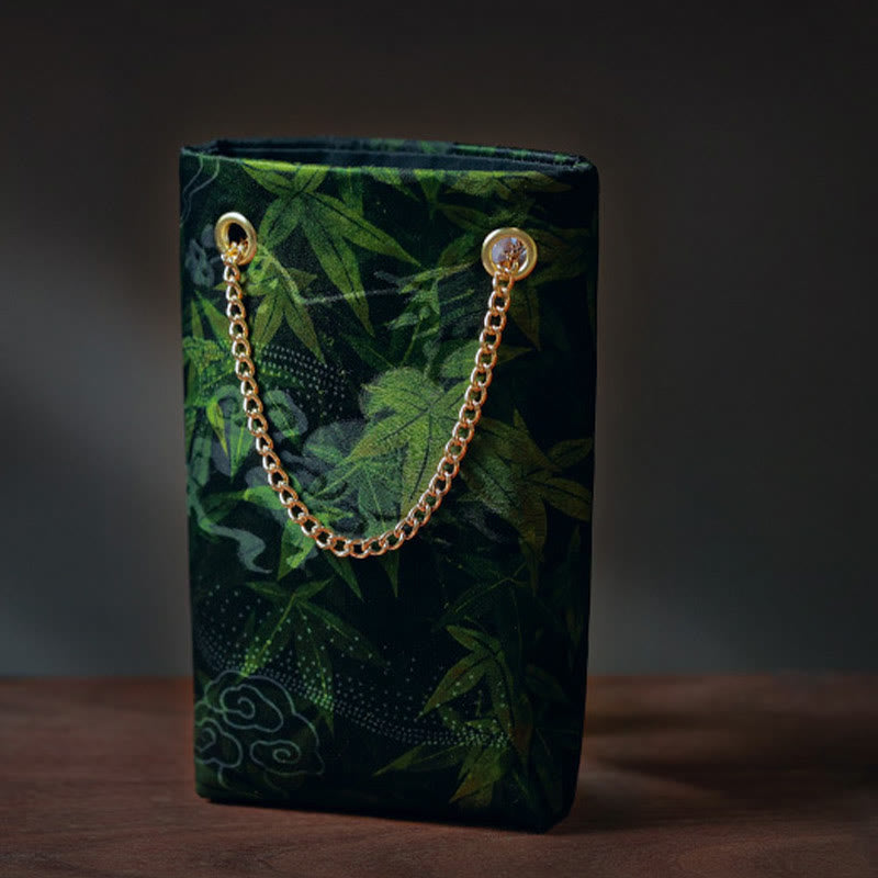 Buddha Stones Small Maple Leaf Persimmon Metal Chain Crossbody Bag Shoulder Bag Cellphone Bag - image 1