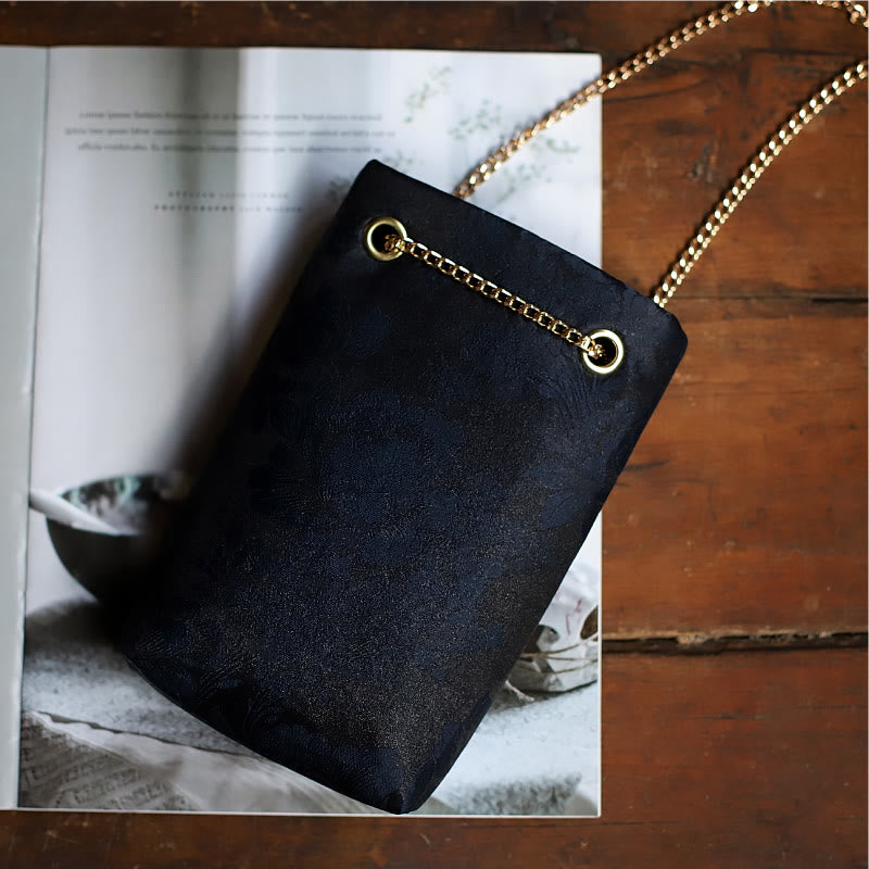 Buddha Stones Small Maple Leaf Persimmon Metal Chain Crossbody Bag Shoulder Bag Cellphone Bag - Dark Blue 20*12*4cm - image 16