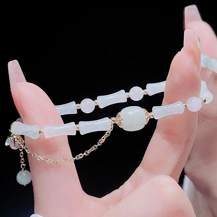 Buddha Stones Tianshan White Jade Bamboo Pattern Luck Blessing Bracelet - image 10