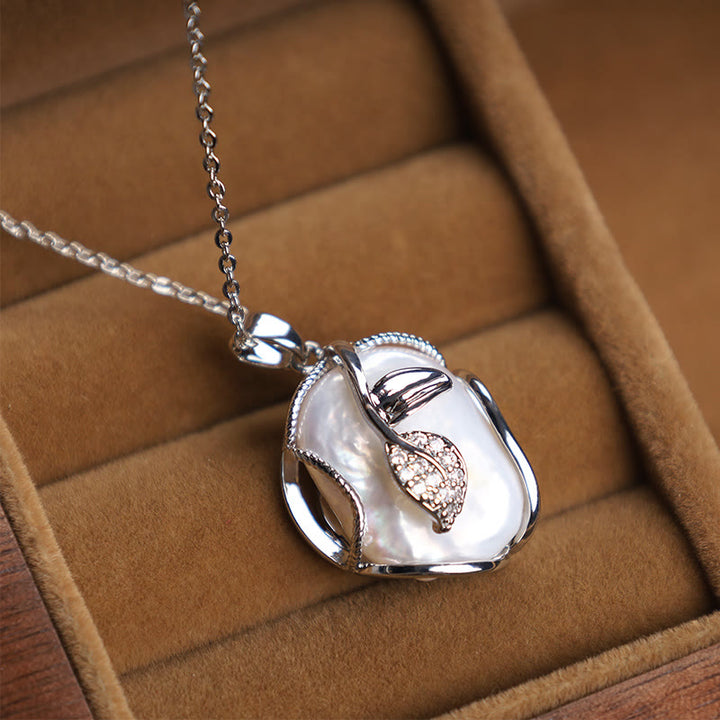 Buddha Stones 18K Gold Plated Copper Natural Baroque Pearl Flower Sincerity Necklace Pendant - image 9