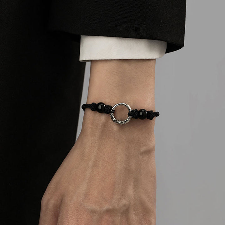 Buddha Stones 925 Sterling Silver Black Onyx Peace Buckle Protection Bracelet - image 10