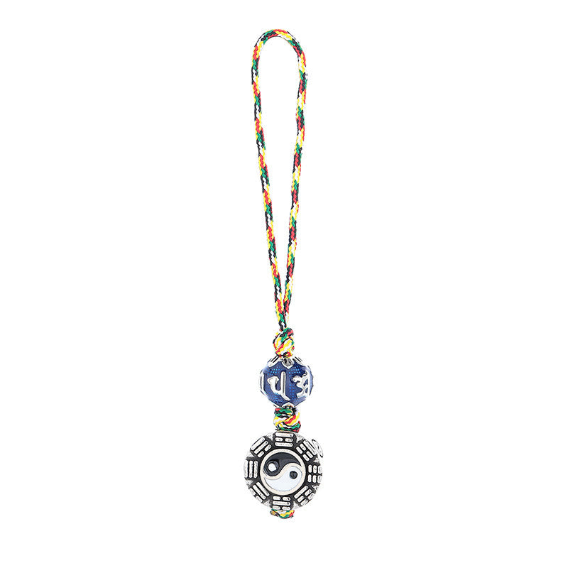 Buddha Stones Yin Yang Symbol Om Mani Padme Hum Bagua Copper Harmony Key Chain - image 5