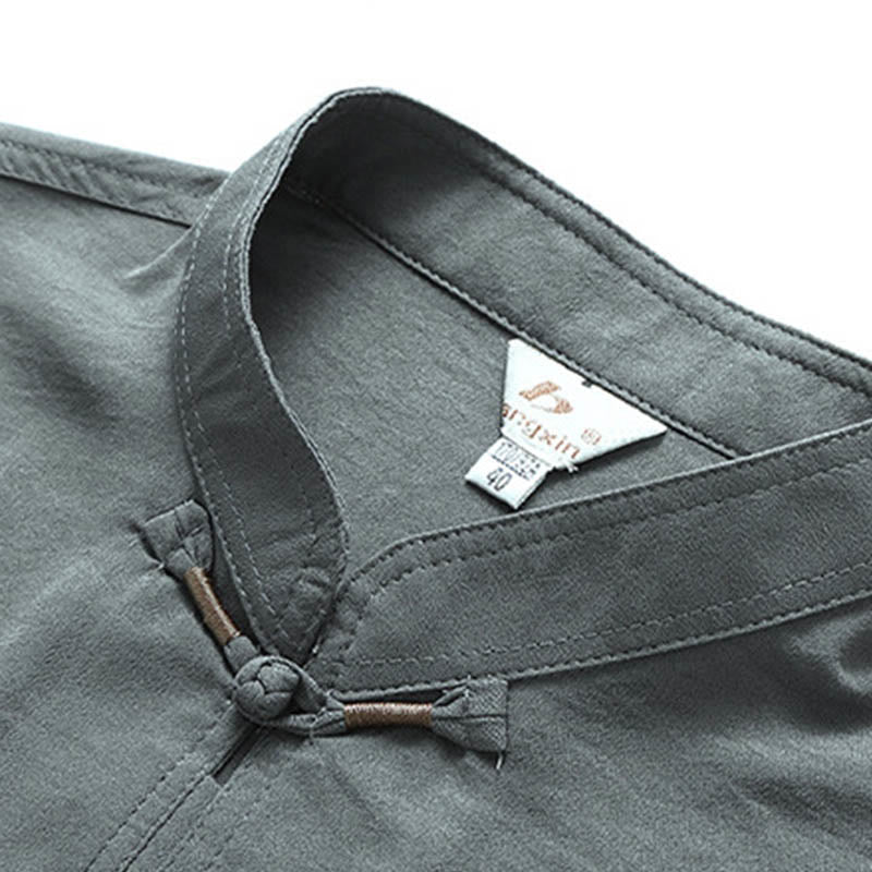 Buddha Stones Dragon Fu Character Tang Suit Traditional Short Sleeve Shirt Wide Leg Pants Clothing Men's Set - image 3