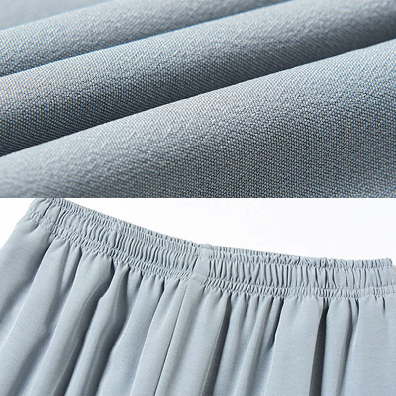 Buddha Stones Fu Character Embroidery Tang Suit Traditional Frog-Button Short Sleeve Top Pants Clothing Men's Set - image 10