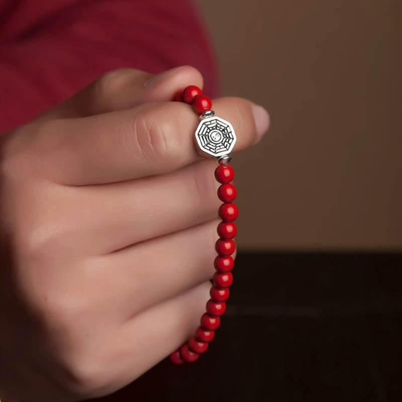 Buddha Stones 925 Sterling Silver Yin Yang Bagua Symbol Cinnabar String Concentration Bracelet - image 21